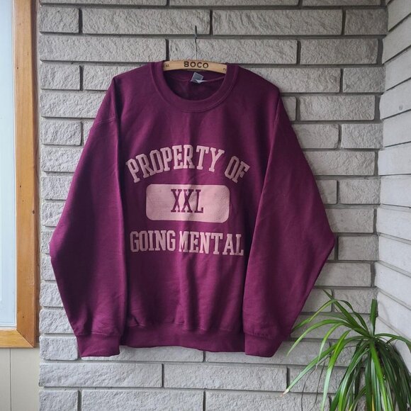 Gildan Other - Retro 'going mental' gildan burgundy crew-neck sweatshirt men's L